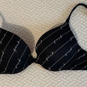 PINK Victoria's Secret Black and White Striped Bra